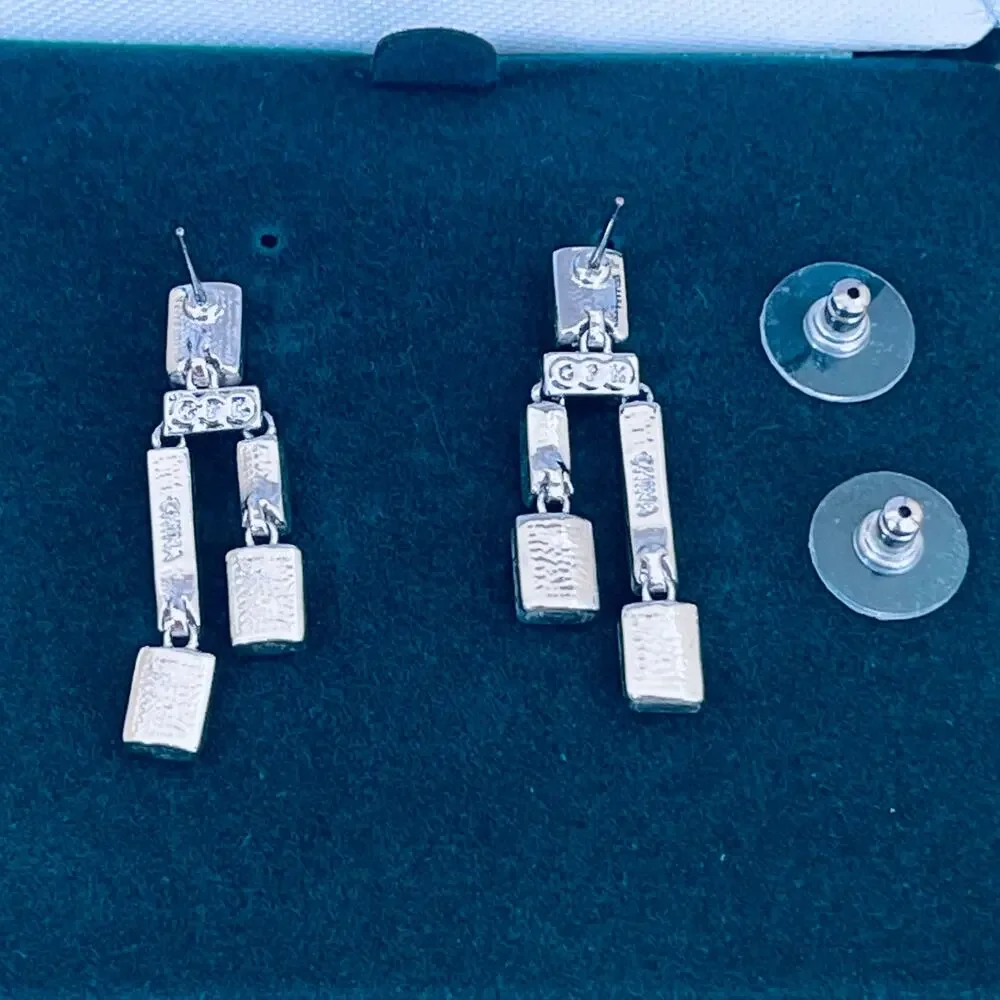 Vtg Clarion-Pell GRACE KELLY Crystal Baguette EARRINGS Lady Princess Monaco MCM